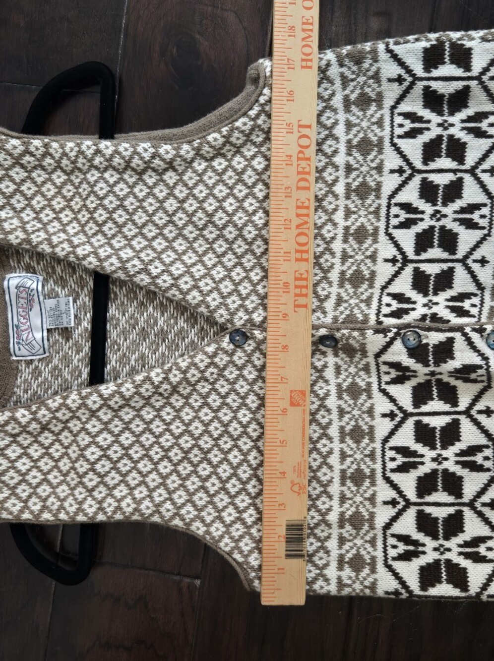 Vintage Nuggets Nordic Fair Isle Ramie Cotton Sweater Vest Cottagecore Large - Picture 9 of 9